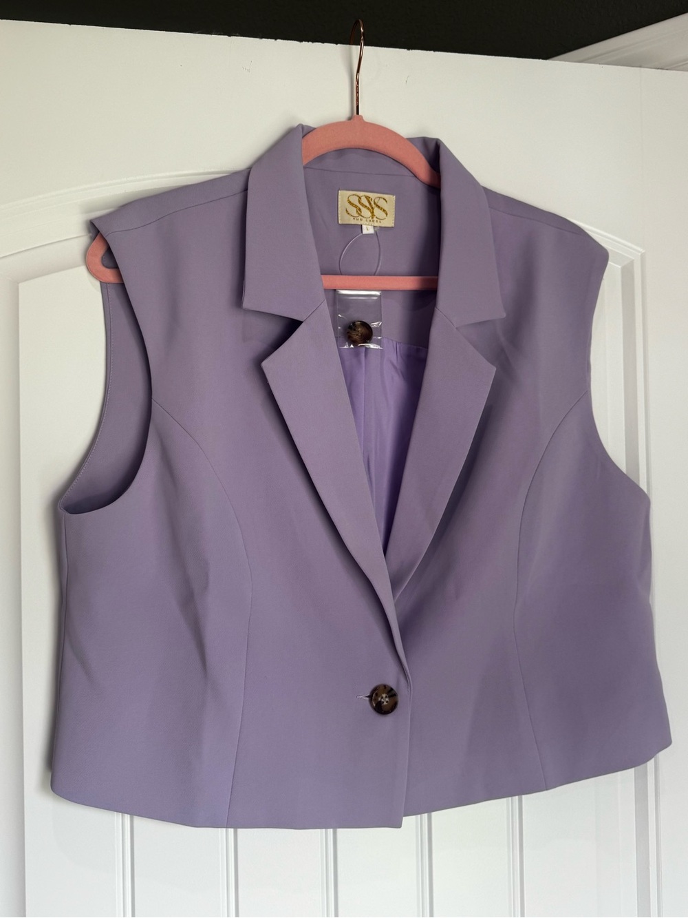 SSYS The Label Lavender Sleeveless Blazer Vest Large Chic Tailored Layer
